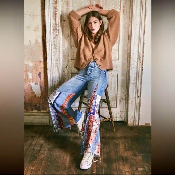 We The Free Cortez Multicolor Patchwork Flare Jeans - Picture 4 of 8